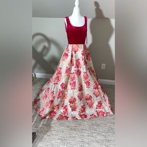 Elegant Red and Pink Floral Ashley Lauren Dress